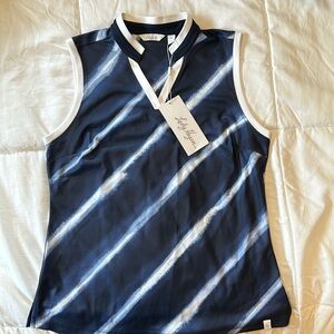 NWT Lady Hagen V-Neck Golf Shirt. Small.  Blue and White.